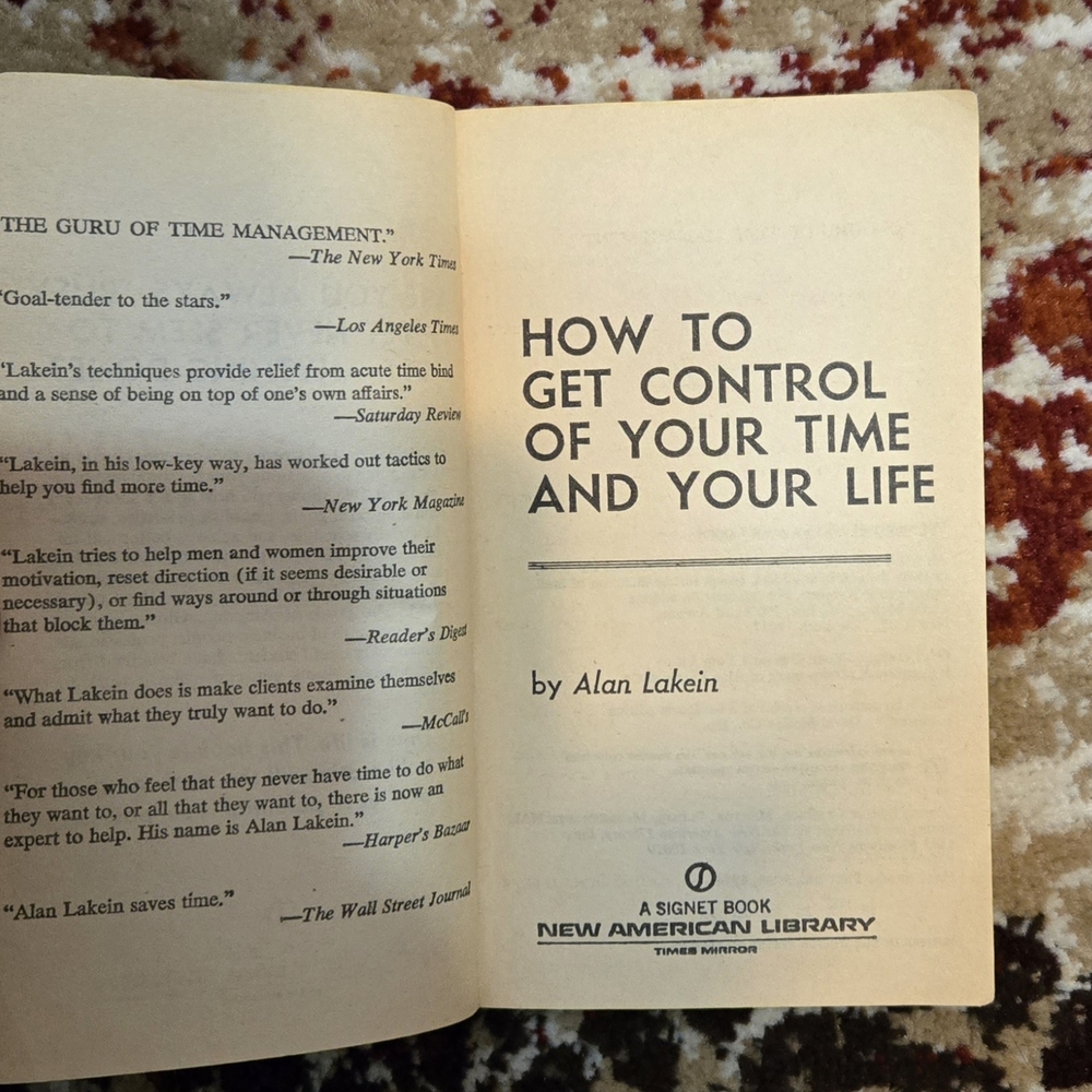 How To Get Control Of Your Time And Your Life Alan Lakein 1973 Signet Lakein - Picture 3 of 7